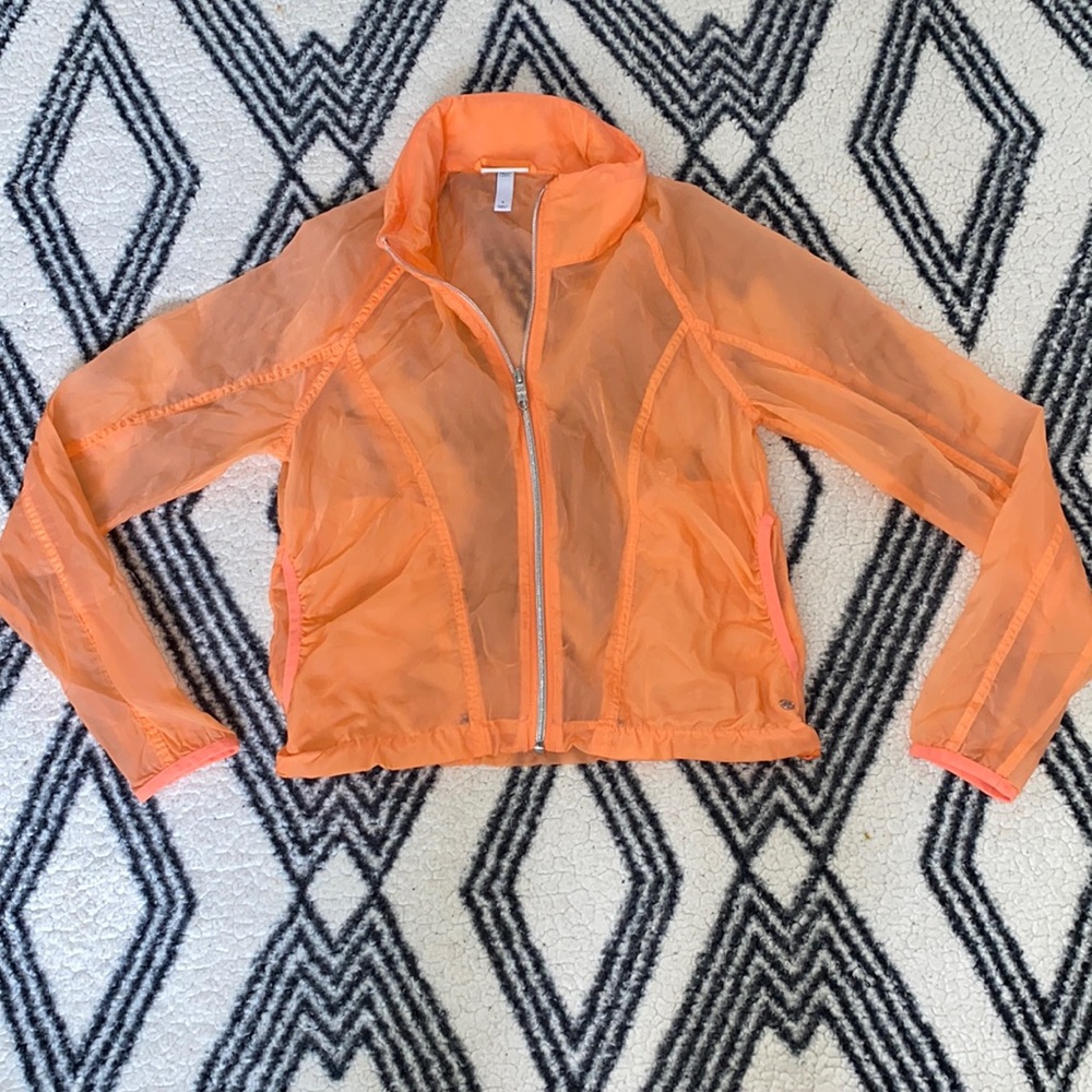 Adidas Neo Lightweight Full Zip Jacket Women Size Small Orange Peach